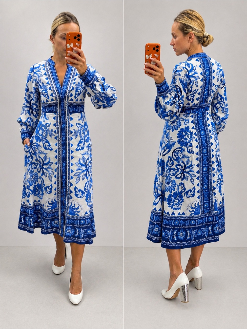 Caroline Constas Floral Tapestry
Midi Dress Size XS Blue White
Mediterranean
